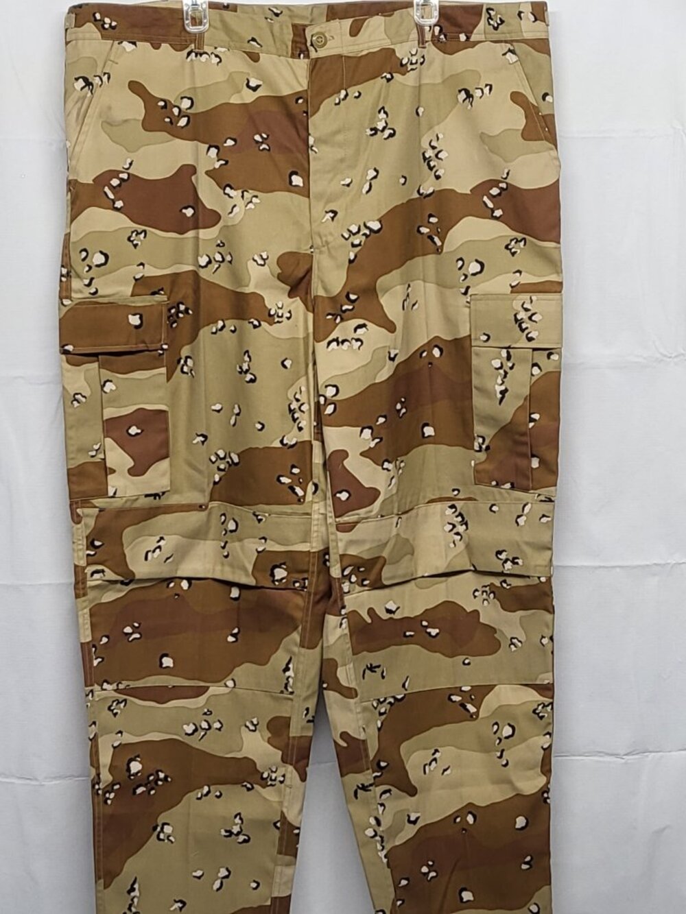 Mens Camo Combat Pants Outdoor 2XL Cargo Military Style Adjustable Waist Khaki